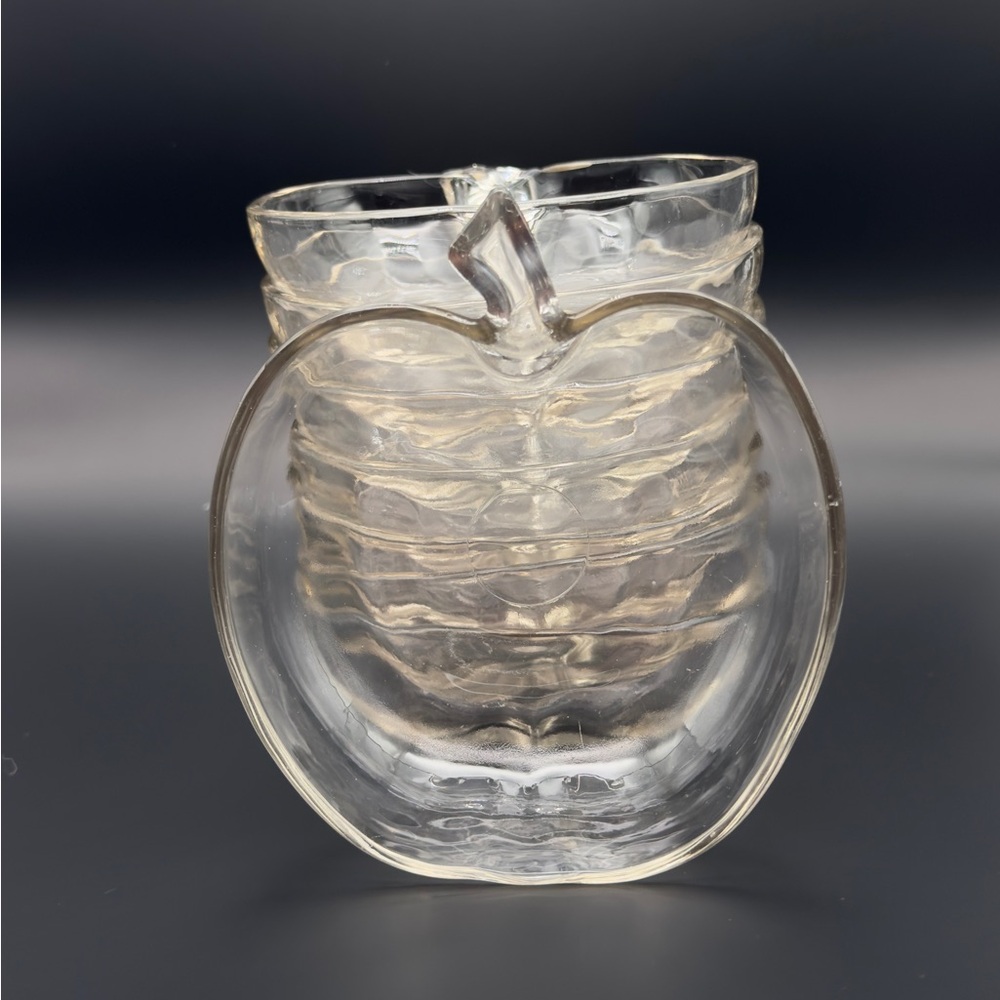 Vintage Set Of 8 Small 5” Apple Shaped Clear Glass Bowls - Dessert Snack Bowls